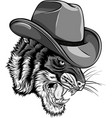 monochromatic of tiger cowboy mascot vector image vector image