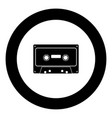 retro audio cassette icon black color in round vector image