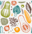 seasonal vegetables seamless pattern harvest vector image vector image