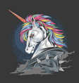 unicorn punk jacket full colour hair mohawk vector image vector image