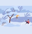 people skating on outdoor ice rink cold winter vector image vector image