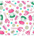 seamless pattern mannequin sewing accessories vector image