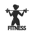 fitness club emblem with woman holds barbell vector image vector image