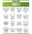 black icon set dogs ii vector image vector image