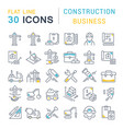 set line icons construction business vector image