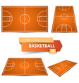 basketball court four items sport template vector image