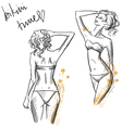 drawing of beautiful girls wearing bikini vector image