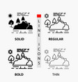 hill landscape nature mountain rain icon in thin vector image