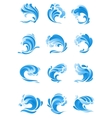 waves water splashes isolated icons vector image