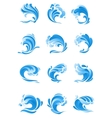 waves water splashes isolated icons vector image vector image