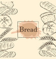 background with loaves bread and spikelets vector image