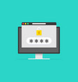 computer with browser window unlocked password vector image