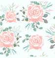 seamless pattern with beige roses herbs vector image vector image