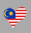 malaysian flag heart-shaped grunge background vector image