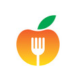 circle apple fork restaurant logo vector image vector image