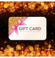 golden gift card with pink ribbon and bow vector image vector image