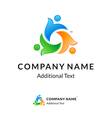 bright colorful twisted logo with united people vector image