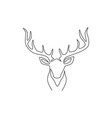 one single line drawing adorable head deer vector image