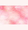 rose pink liquid watercolor background with golden vector image vector image