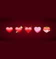 set of romantic hearts icons vector image