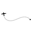 aircraft route dashed line flight trajectory icon vector image