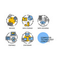 computer technology concept thin line icons labels vector image