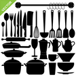 kitchen tools silhouettes vector image vector image