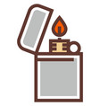 lighter icon burning gas with fire flame vector image vector image