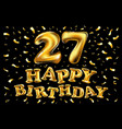 27 anniversary celebration with brilliant gold vector image