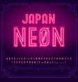 bright neon alphabet letters numbers and symbols vector image