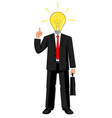 businessman with light bulb in his head vector image