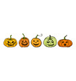 cartoon halloween pumpkin set orange pumpkins vector image vector image