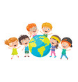 kids playing with globe vector image vector image