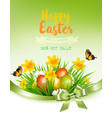 holiday easter background with a colorful eggs vector image vector image