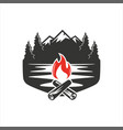 camp logo with campfire stay wild and free vector image