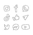 social media icons on white background logos vector image