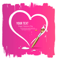 paint brush heart shape on pink background vector image