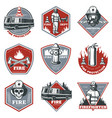 vintage firefighting labels set vector image vector image
