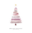 christmas tree pink cute watercolor hand painted vector image vector image