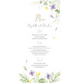 watercolor hand painted wedding menu card template vector image