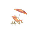 chaise longue table parasol deck chair summer vector image vector image