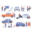 car repair service workers mechanic in automobile vector image