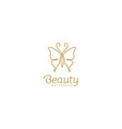 elegant golden butterfly wings line art logo vector image vector image