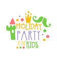 holiday party for kids promo sign children vector image