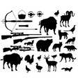 hunting sport animals and birds shooting items vector image