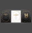 invitation template gold lines on a black vector image