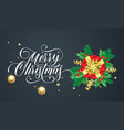 merry christmas greeting card gift in golden vector image