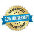 20th anniversary round isolated gold badge vector image