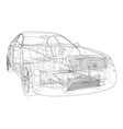 electric car with chassis rendering 3d vector image vector image