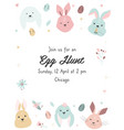 egg hunt invitation template with cute rabbits vector image